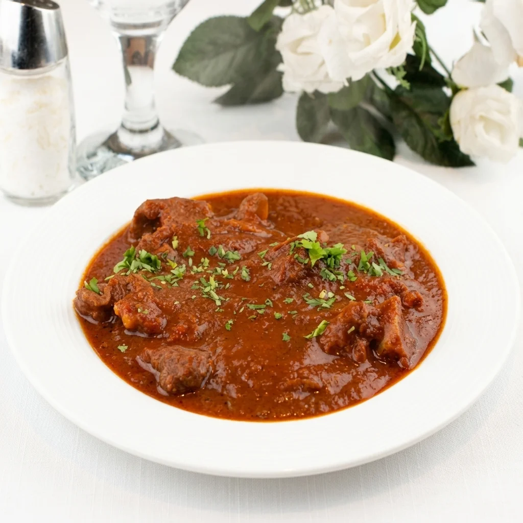 Kerala-style chicken masala in a copper kadai at Kerala Restaurant Edmonton